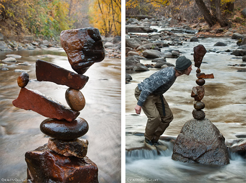 “平衡岩石雕塑”如此惊人的雕塑状态