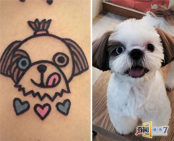 一家纹身店，纹身的图案是客户家里的宠物