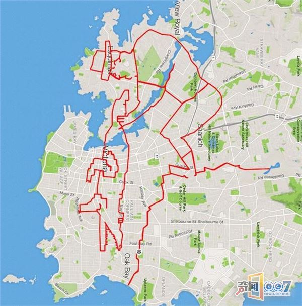 脑洞大开！艺术家用GPS骑行纪录创作涂鸦