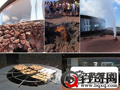 新奇：用火山口烤肉的餐厅