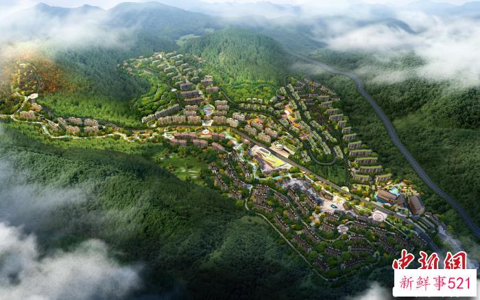 广西贺州天沐温泉旅游度假区项目全貌鸟瞰图。　　天沐集团供图