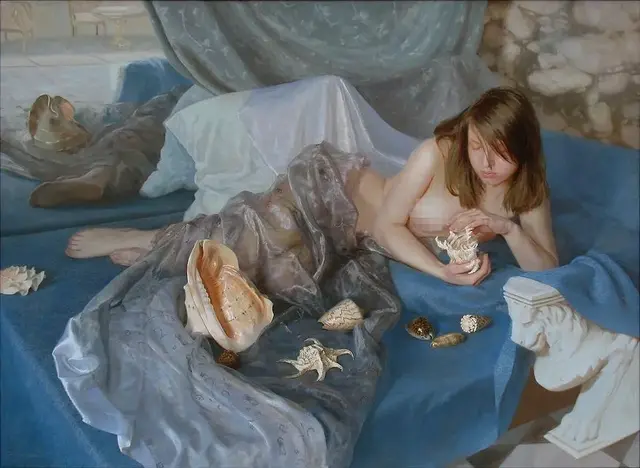俄罗斯的女画家画的唯美油画人体作品，画得太细腻了！我太可以！