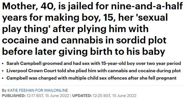 英国40岁女子长期强迫15岁男孩发生关系，怀孕后反诬告对方强奸？